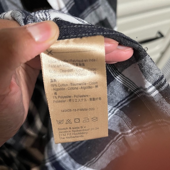 Scotch & Soda men’s plaid cotton flannel shirt size small - Picture 4 of 4